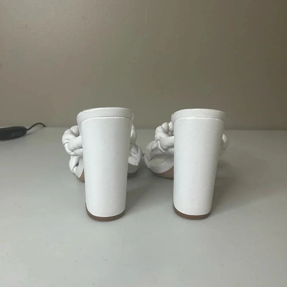 SCHUTZ Braided Leather Chunky Zardha High Block Heel Sandal Size 8.5 B White - Picture 5 of 7